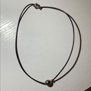 Genuine black pearl necklace